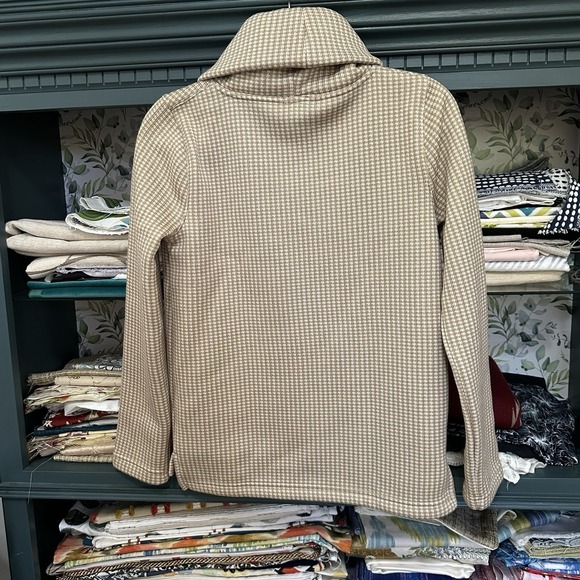 J. Crew Women's Size XS Funnel Neck Fleece Lined Sweater Taupe Cream - Picture 5 of 6